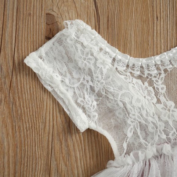 Newborn Lace Floral Spring Easter Girl Outfit Clothes Dress Photoshoot Romper - Picture 5 of 6